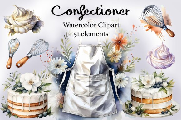 Confectioner Watercolor Clipart PNG: Elevating Culinary and Confectionery Design with Artistic Precision
