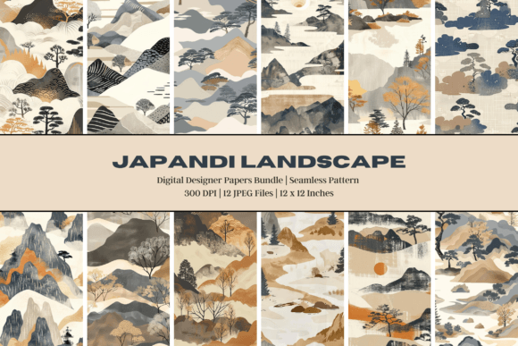 Japandi Landscape Digital Paper