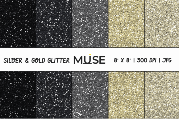 Luxury Silver and Gold Glitter Digital Papers for Professional and Creative Use