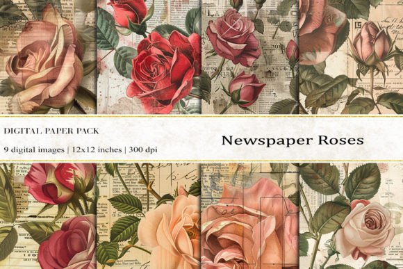 Newspaper Roses Digital Papers: A Creative Resource for Diverse Projects