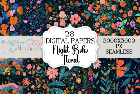 Seamless Floral Night Papers: A Versatile Digital Design Resource