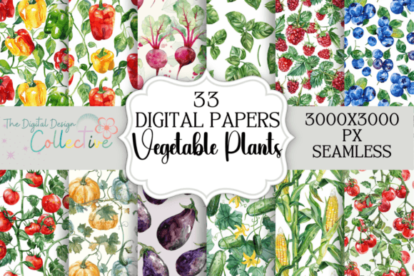 Seamless Garden Vegetable Paper Bundle: A Creative Resource for Modern Designers and Crafters