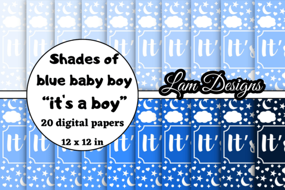 Shades of Blue Baby Boy Paper for Creative Design Projects