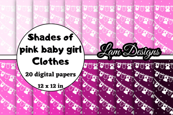 Shades of Pink Baby Girl Clothes Digital Papers