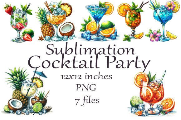 Sublimation Cocktail Party PNG: A Versatile Watercolor Design for Creative Projects