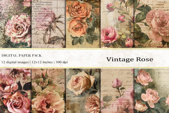 Vintage Rose Digital Papers: Timeless Elegance for Modern Creations